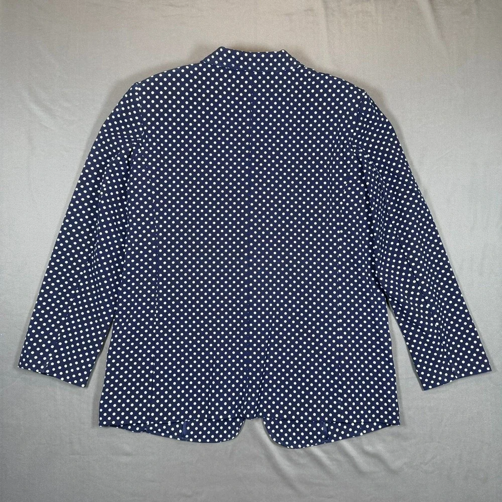 Twiggy London Navy‎ Blue White Polka Dot Single Button Blazer Jacket XL